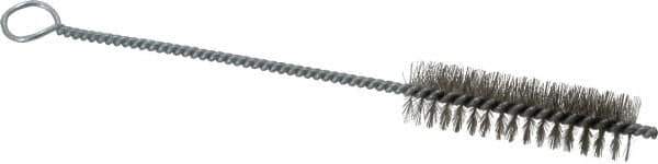 PRO-SOURCE - 2-1/2" Long x 7/8" Diam Stainless Steel Twisted Wire Bristle Brush - Single Spiral, 9" OAL, 0.008" Wire Diam, 0.142" Shank Diam - Eagle Tool & Supply