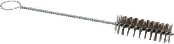 PRO-SOURCE - 3" Long x 1" Diam Stainless Steel Twisted Wire Bristle Brush - Single Spiral, 10" OAL, 0.008" Wire Diam, 0.16" Shank Diam - Eagle Tool & Supply