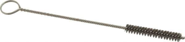 Made in USA - 1-1/2" Long x 1/4" Diam Stainless Steel Twisted Wire Bristle Brush - Double Spiral, 5-1/2" OAL, 0.003" Wire Diam, 0.062" Shank Diam - Eagle Tool & Supply