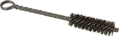 Made in USA - 2" Long x 5/8" Diam Stainless Steel Twisted Wire Bristle Brush - Double Spiral, 5-1/2" OAL, 0.008" Wire Diam, 0.142" Shank Diam - Eagle Tool & Supply