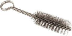 Made in USA - 2-1/2" Long x 7/8" Diam Stainless Steel Twisted Wire Bristle Brush - Double Spiral, 5-1/2" OAL, 0.01" Wire Diam, 0.162" Shank Diam - Eagle Tool & Supply