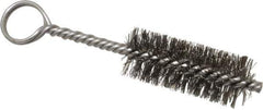 Made in USA - 2-1/2" Long x 1" Diam Stainless Steel Twisted Wire Bristle Brush - Double Spiral, 5-1/2" OAL, 0.01" Wire Diam, 0.162" Shank Diam - Eagle Tool & Supply