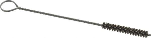 Made in USA - 1-1/2" Long x 1/4" Diam Stainless Steel Twisted Wire Bristle Brush - Double Spiral, 5-1/2" OAL, 0.003" Wire Diam, 0.091" Shank Diam - Eagle Tool & Supply