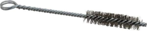 Made in USA - 2" Long x 1/2" Diam Stainless Steel Twisted Wire Bristle Brush - Double Spiral, 5-1/2" OAL, 0.006" Wire Diam, 0.162" Shank Diam - Eagle Tool & Supply