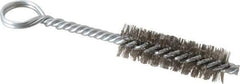 Made in USA - 2-1/2" Long x 3/4" Diam Stainless Steel Twisted Wire Bristle Brush - Double Spiral, 5-1/2" OAL, 0.01" Wire Diam, 0.235" Shank Diam - Eagle Tool & Supply