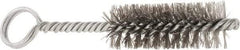 Made in USA - 2-1/2" Long x 7/8" Diam Stainless Steel Twisted Wire Bristle Brush - Double Spiral, 5-1/2" OAL, 0.01" Wire Diam, 0.235" Shank Diam - Eagle Tool & Supply