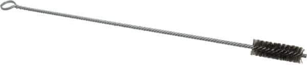 Made in USA - 2-1/2" Long x 7/8" Diam Stainless Steel Twisted Wire Bristle Brush - Double Spiral, 18" OAL, 0.006" Wire Diam, 0.235" Shank Diam - Eagle Tool & Supply