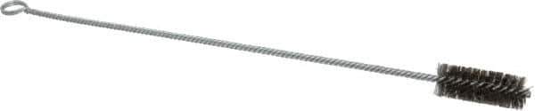 Made in USA - 2-1/2" Long x 1" Diam Stainless Steel Twisted Wire Bristle Brush - Double Spiral, 18" OAL, 0.006" Wire Diam, 0.235" Shank Diam - Eagle Tool & Supply