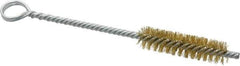 Made in USA - 2" Long x 1/2" Diam Brass Twisted Wire Bristle Brush - Double Spiral, 5-1/2" OAL, 0.006" Wire Diam, 0.162" Shank Diam - Eagle Tool & Supply