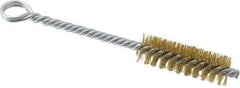 Made in USA - 2" Long x 5/8" Diam Brass Twisted Wire Bristle Brush - Double Spiral, 5-1/2" OAL, 0.008" Wire Diam, 0.209" Shank Diam - Eagle Tool & Supply