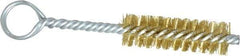 Made in USA - 2-1/2" Long x 3/4" Diam Brass Twisted Wire Bristle Brush - Double Spiral, 5-1/2" OAL, 0.01" Wire Diam, 0.235" Shank Diam - Eagle Tool & Supply