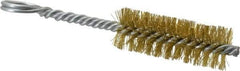 Made in USA - 2-1/2" Long x 7/8" Diam Brass Twisted Wire Bristle Brush - Double Spiral, 5-1/2" OAL, 0.01" Wire Diam, 0.235" Shank Diam - Eagle Tool & Supply