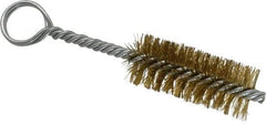 Made in USA - 2-1/2" Long x 1" Diam Brass Twisted Wire Bristle Brush - Double Spiral, 5-1/2" OAL, 0.01" Wire Diam, 0.235" Shank Diam - Eagle Tool & Supply