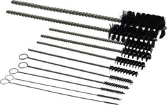 PRO-SOURCE - 11 Piece Nylon Hand Tube Brush Set - 3/4" to 1-1/2" Brush Length, 4" OAL, 0.034" Shank Diam, Includes Brush Diams 1/4", 5/16", 3/8", 1/2" & 3/4" - Eagle Tool & Supply