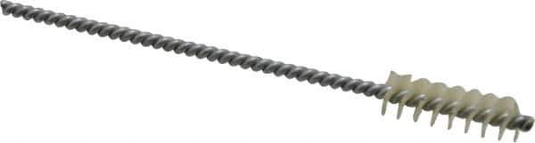 Made in USA - 0.313" Diam Helical Nylon Tube Brush - 0.008" Filament Diam, 1" Brush Length, 5" OAL, 0.11" Diam Galvanized Steel Shank - Eagle Tool & Supply