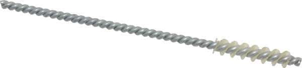 Made in USA - 7/32" Diam Helical Nylon Tube Brush - 0.008" Filament Diam, 1" Brush Length, 4" OAL, 0.11" Diam Galvanized Steel Shank - Eagle Tool & Supply