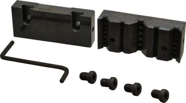 Snap Jaws - 4" Wide x 1-3/4" High x 1" Thick, V-Groove Vise Jaw - Steel, Fixed Jaw, Compatible with 4" Vises - Eagle Tool & Supply