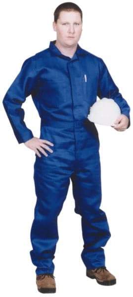 Stanco Safety Products - Size 2XL, Royal Blue, Zipper, Flame Resistant/Retardant Coverall - 50 to 52" Chest, Nomex, 7 Pockets, Elastic Waistband, Full Action Back, 2-Way Concealed Zipper - Eagle Tool & Supply