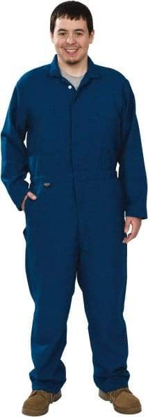Stanco Safety Products - Size XL, Royal Blue, Zipper, Flame Resistant/Retardant Coverall - 46 to 48" Chest, Nomex, 7 Pockets, Elastic Waistband, Full Action Back, 2-Way Concealed Zipper - Eagle Tool & Supply