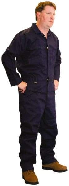 Stanco Safety Products - Size 2XL, Navy Blue, Zipper, Flame Resistant/Retardant Coverall - 50 to 52" Chest, Nomex, 7 Pockets, Elastic Waistband, Full Action Back, 2-Way Concealed Zipper - Eagle Tool & Supply