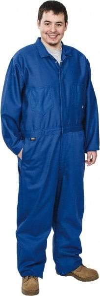 Stanco Safety Products - Size 2XL, Royal Blue, Zipper, Flame Resistant/Retardant Coverall - 50 to 52" Chest, Indura, 7 Pockets, Elastic Waistband, Full Action Back, 2-Way Concealed Zipper - Eagle Tool & Supply