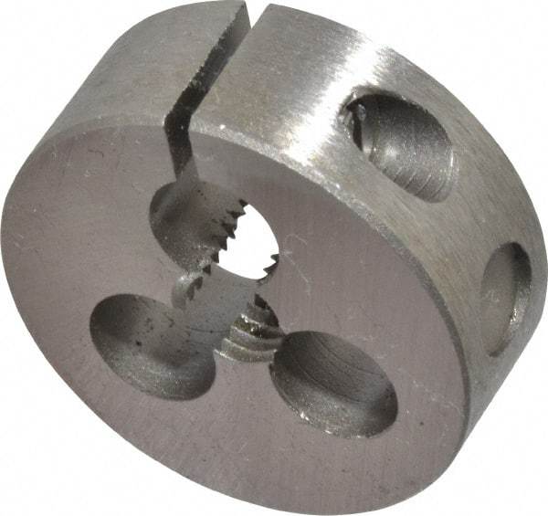 Irwin Hanson - 1/4-28 UNF Thread, 1" Outside Diam Carbon Steel Round Die - 3/8" Thick, Right Hand Thread, Adjustable - Exact Industrial Supply