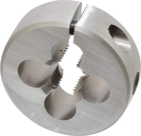 Irwin Hanson - 7/16-20 UNF Thread, 1-1/2" Outside Diam Carbon Steel Round Die - 1/2" Thick, Right Hand Thread, Adjustable - Exact Industrial Supply