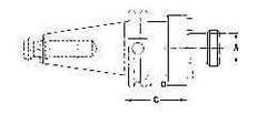 Collis Tool - CAT50 Taper Shank 2" Pilot Diam Shell Mill Holder - 2.4" Flange to Nose End Projection, 4.44" Nose Diam, 1-14 Lock Screw - Exact Industrial Supply