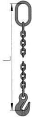 Pewag - 5' Long, 12,000 Lb Basket Capacity, 12,000 Lb Vertical Capacity, Alloy Steel Web Sling - SOG Chain Sling, 1/2" Diam Chain, Silver (Color), with Grab Hook & Master Link - Eagle Tool & Supply