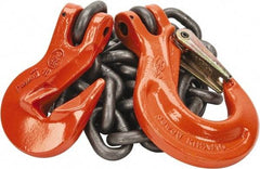 Pewag - 5' Long x 10" Wide, 8,800 Lb Basket Capacity, 8,800 Lb Vertical Capacity, Alloy Steel Web Sling - SSG Chain Sling, 3/8" Diam Chain, Self-Colored, with Grab Hook & Sling Hook - Eagle Tool & Supply