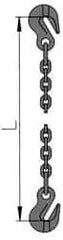 Pewag - 5' Long, 17,900 Lb Basket Capacity, 17,900 Lb Vertical Capacity, 1 Ply, Alloy Steel Web Sling - 17,900 Lb Choker Capacity, SGG Chain Sling, 1/2" Diam Chain, Blue, with 1 Grab Hook on Each End - Eagle Tool & Supply