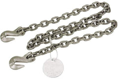 Pewag - 5' Long, 2,100 Lb Basket Capacity, 2,100 Lb Vertical Capacity, Alloy Steel Web Sling - SGG Chain Sling, 7/32" Diam Chain, Silver (Color), with 2 Grab Hooks - Eagle Tool & Supply