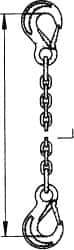 Pewag - 10' Long x 6" Wide, 17,900 Lb Basket Capacity, 17,900 Lb Vertical Capacity, 1 Ply, Alloy Steel Web Sling - 17,900 Lb Choker Capacity, SSS Chain Sling, 1/2" Diam Chain, Blue, with Sling Hooks on Each End - Eagle Tool & Supply