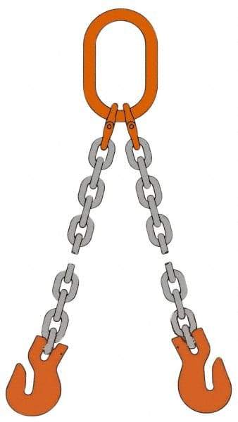 Pewag - 10' Long, 3,600 Lb Basket Capacity, 3,600 Lb Vertical Capacity, Alloy Steel Web Sling - DOG Chain Sling, 7/32" Diam Chain, Silver (Color), with Grab Hook & Master Link - Eagle Tool & Supply