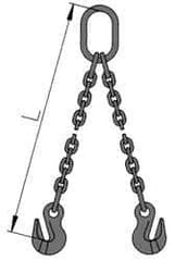 Pewag - 5' Long, 20,800 Lb Basket Capacity, 20,800 Lb Vertical Capacity, Alloy Steel Web Sling - DOG Chain Sling, 1/2" Diam Chain, Silver (Color), with 2 Grab Hooks & Master Link - Eagle Tool & Supply