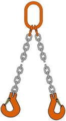 Pewag - 10' Long, 20,800 Lb Basket Capacity, 20,800 Lb Vertical Capacity, Alloy Steel Web Sling - DOS Chain Sling, 1/2" Diam Chain, Silver (Color), with 2 Sling Hooks & Master Link - Eagle Tool & Supply
