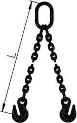 Pewag - 5' Long, 12,100 Lb Basket Capacity, 12,100 Lb Vertical Capacity, Stainless Steel Web Sling - DOS Chain Sling, 1/2" Diam Chain, Bright Polish, with 2 Sling Hooks & Master Link - Eagle Tool & Supply