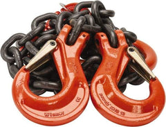 Pewag - 5' Long x 10" Wide, 26,000 Lb Basket Capacity, 26,000 Lb Vertical Capacity, Alloy Steel Web Sling - DOS Chain Sling, 1/2" Diam Chain, Self-Colored, with 2 Sling Hooks & Master Link - Eagle Tool & Supply