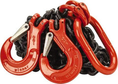 Pewag - 10' Long x 10" Wide, 7,500 Lb Basket Capacity, 7,500 Lb Vertical Capacity, Alloy Steel Web Sling - DOS Chain Sling, 9/32" Diam Chain, Self-Colored, with 2 Sling Hooks & Master Link - Eagle Tool & Supply