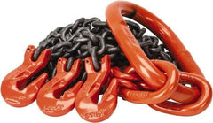 Pewag - 5' Long x 10" Wide, 7,000 Lb Basket Capacity, 7,000 Lb Vertical Capacity, Alloy Steel Web Sling - TOG Chain Sling, 7/32" Diam Chain, Self-Colored, with 3 Grab Hooks & Master Link - Eagle Tool & Supply