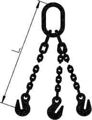 Pewag - 10' Long x 10" Wide, 39,000 Lb Basket Capacity, 39,000 Lb Vertical Capacity, Alloy Steel Web Sling - TOG Chain Sling, 1/2" Diam Chain, Self-Colored, with 3 Grab Hooks & Master Link - Eagle Tool & Supply