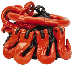 Pewag - 5' Long x 10" Wide, 11,200 Lb Basket Capacity, 11,200 Lb Vertical Capacity, Alloy Steel Web Sling - QOG Chain Sling, 9/32" Diam Chain, Self-Colored, with 4 Grab Hooks & Master Link - Eagle Tool & Supply