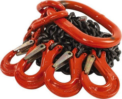 Pewag - 5' Long x 10" Wide, 7,000 Lb Basket Capacity, 7,000 Lb Vertical Capacity, Alloy Steel Web Sling - QOS Chain Sling, 7/32" Diam Chain, Self-Colored, with 4 Sling Hooks & Master Link - Eagle Tool & Supply
