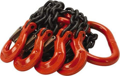Pewag - 5' Long x 10" Wide, 22,800 Lb Basket Capacity, 22,800 Lb Vertical Capacity, Alloy Steel Web Sling - QOS Chain Sling, 3/8" Diam Chain, Self-Colored, with 4 Sling Hooks & Master Link - Eagle Tool & Supply