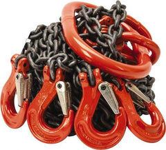 Pewag - 10' Long x 10" Wide, 7,000 Lb Basket Capacity, 7,000 Lb Vertical Capacity, Alloy Steel Web Sling - QOS Chain Sling, 7/32" Diam Chain, Self-Colored, with 4 Sling Hooks & Master Link - Eagle Tool & Supply