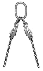 Pewag - 5' Long, 6,100 Lb Basket Capacity, 6,100 Lb Vertical Capacity, Alloy Steel Web Sling - DOG Chain Sling, 9/32" Diam Chain, Silver (Color), with 2 Grab Hooks, Master Link & 2 Shortening Hooks - Eagle Tool & Supply