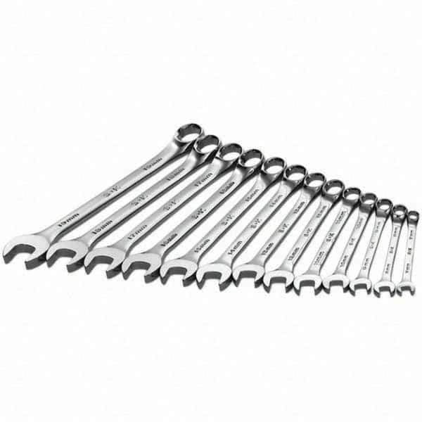 SK - 13 Piece, Combination Wrench Set - Metric System of Measurement, Chrome Finish - Eagle Tool & Supply