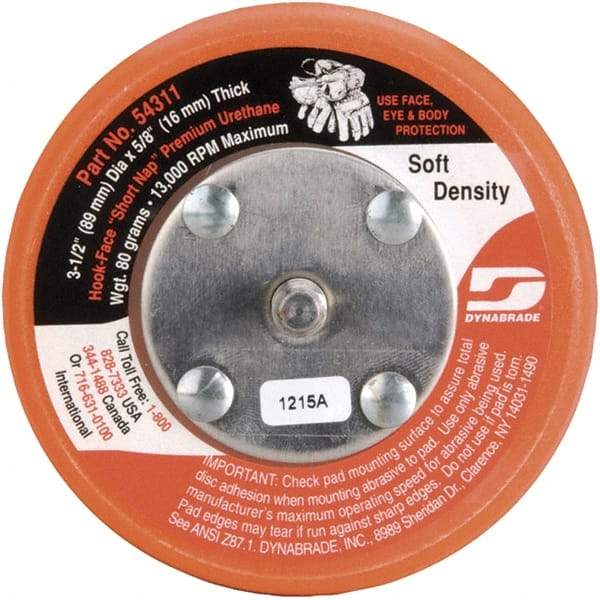 Dynabrade - 3-1/2" Diam Hook & Loop Disc Backing Pad - Soft Density, 13,000 RPM - Eagle Tool & Supply