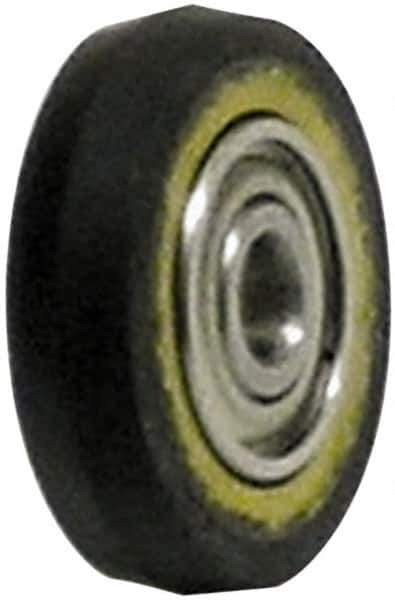 Dynabrade - 1" Diam x 3/8" Wide Contact Wheel - 1/8" Arbor Hole, V Shape, 90 Duro Urethane Face - Eagle Tool & Supply