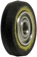 Dynabrade - 1" Diam x 3/8" Wide Contact Wheel - 1/8" Arbor Hole, V Shape, 90 Duro Urethane Face - Eagle Tool & Supply